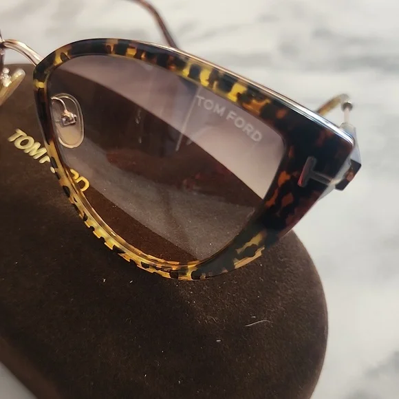 NEW Authentic Tom Ford Anjelica-02 Leopard Cat Eye Sunglasses - Picture 7 of 9